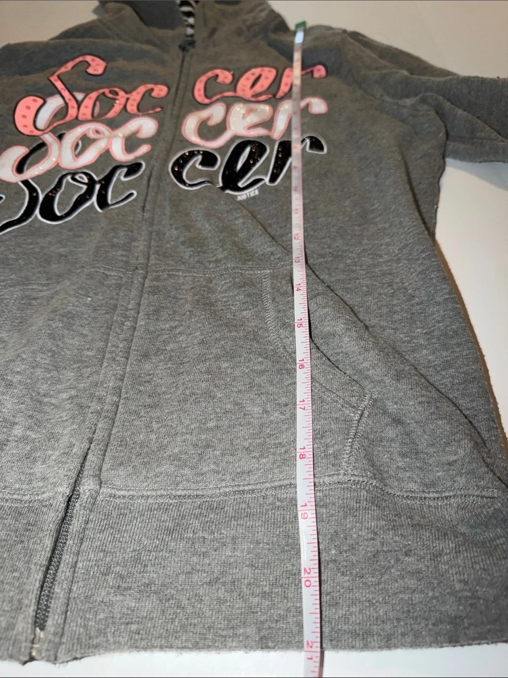 Justice soccer zip up hoodie